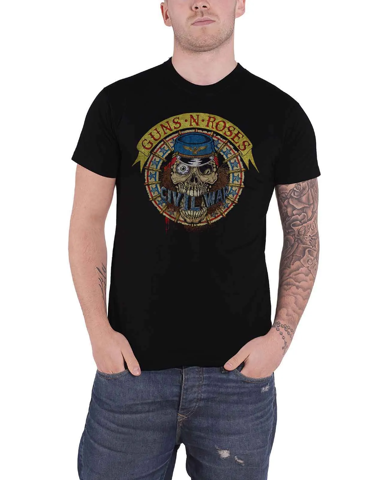 Guns N' Roses Skull Circle T Shirt sold by Paradiso Clothing