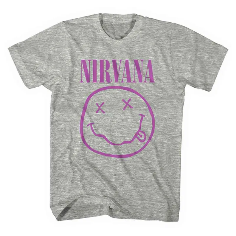 Nirvana Purple Grunge Smile T Shirt sold by Paradiso Clothing
