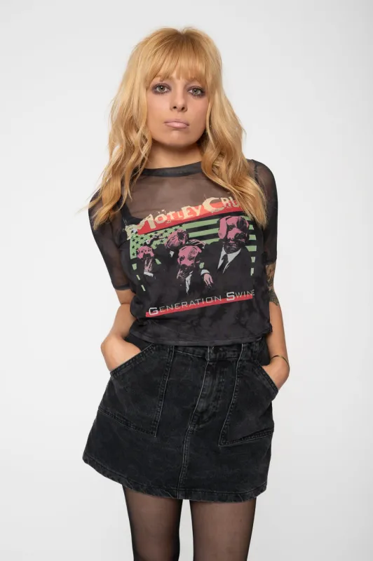 Motley Crue Generation Swine Mesh Crop Top sold by Paradiso Clothing