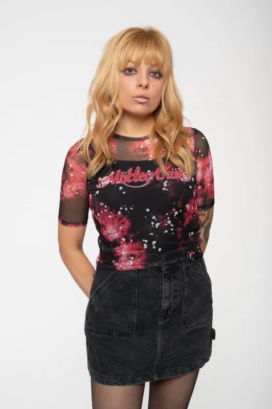 Motley Crue Dr Feelgood Logo Mesh Crop Top sold by Paradiso Clothing