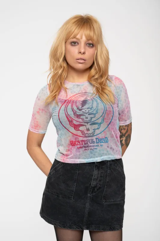 Grateful Dead Concentric Skulls Mesh Crop Top made by Grateful Dead