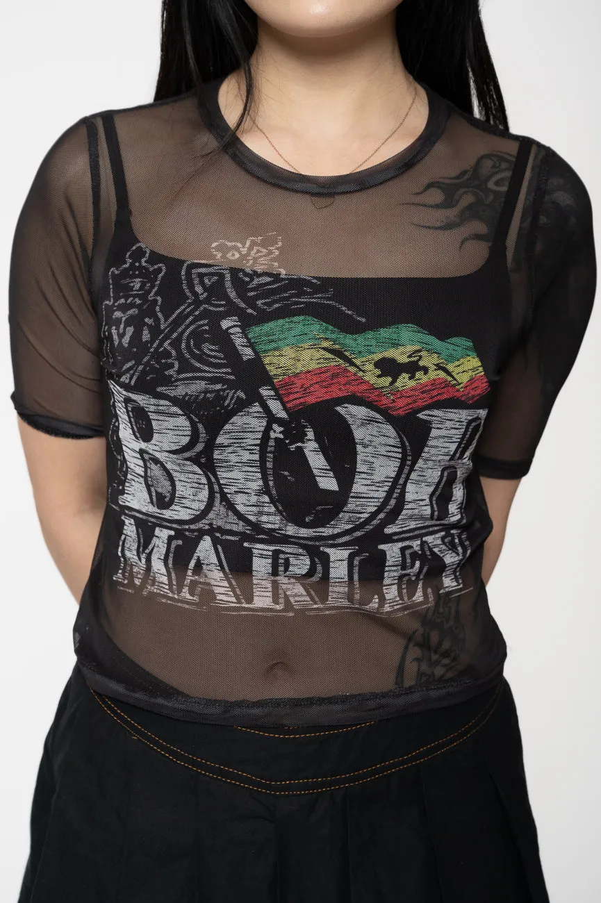 Bob Marley Logo Mesh Crop Top sold by Paradiso Clothing product image thumbnail 3