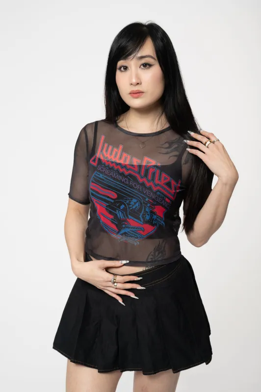 Judas Priest Screaming For Vengeance Mesh Crop Top made by Paradiso Clothing