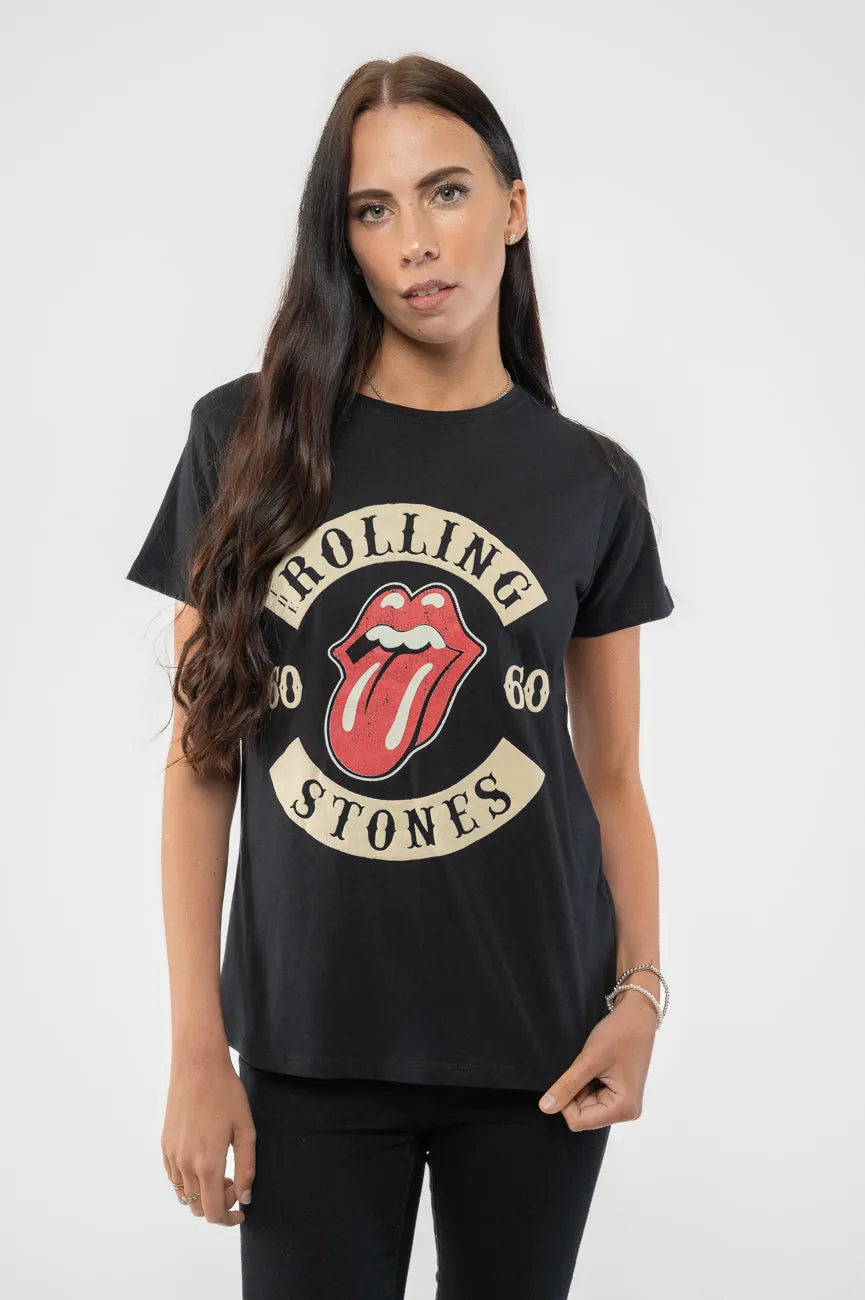 The Rolling Stones Sixty Biker Tongue suede flock T Shirt sold by Paradiso Clothing