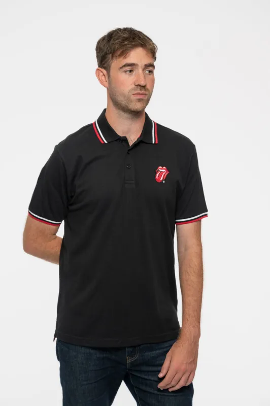 The Rolling Stones Polo Shirt Classic Tongue Band Logo new Official Mens Black sold by Paradiso Clothing