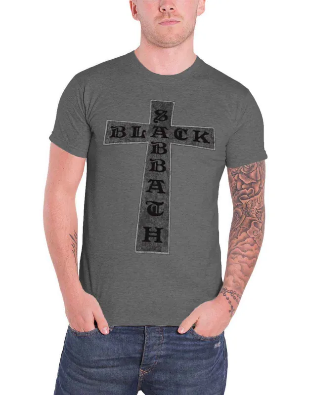 Black Sabbath Distressed Cross T Shirt sold by Paradiso Clothing