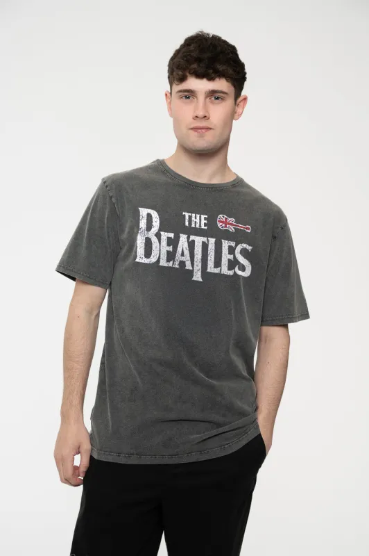 The Beatles Guitar And Drop T Logo Limited Edition 999 Only Premium Wash T Shirt made by The Beatles