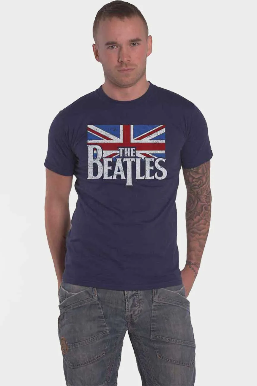 The Beatles Drop T Logo & Vintage Flag Tee sold by Paradiso Clothing