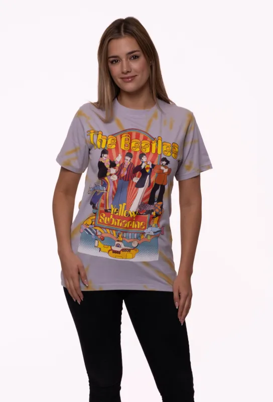 The Beatles Yellow Submarine Band And Fish Dye Wash T Shirt sold by Paradiso Clothing