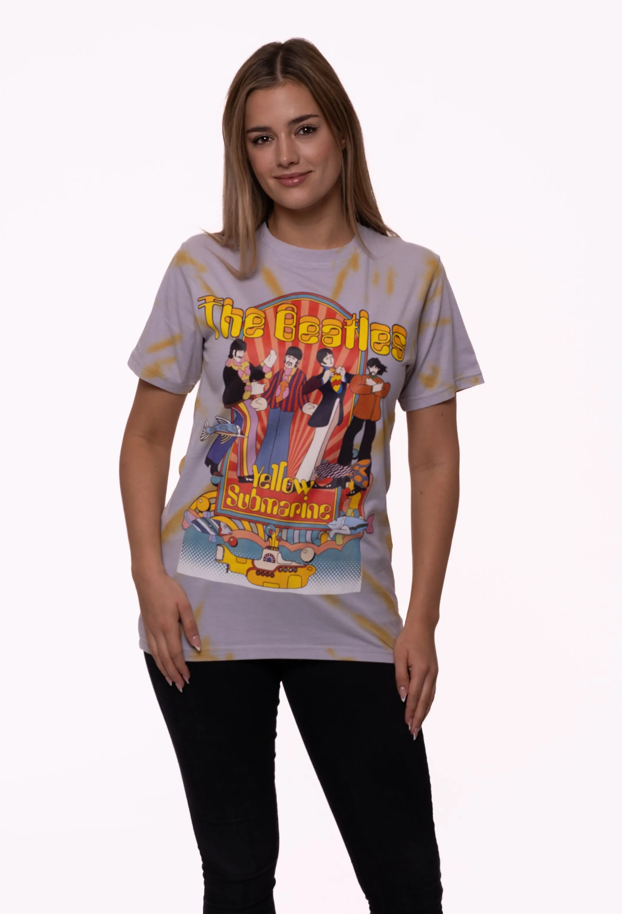 The Beatles Yellow Submarine Band And Fish Dye Wash T Shirt sold by Paradiso Clothing