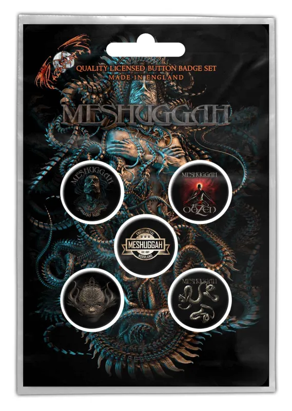 Meshuggah Vilent Sleep Of Reason 5 x Pin Button Badge Pack sold by Paradiso Clothing