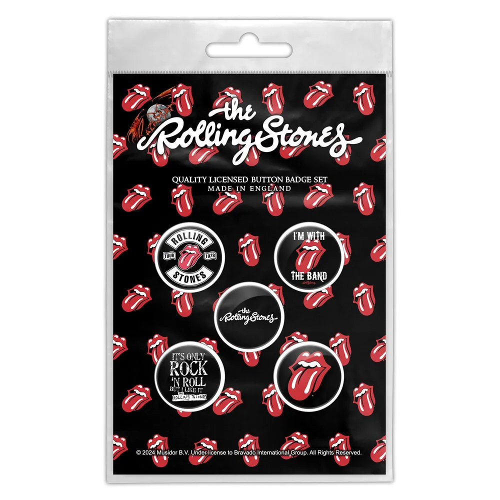 The Rolling Stones Tongue 5 x Pin Button Badge Pack sold by Paradiso Clothing