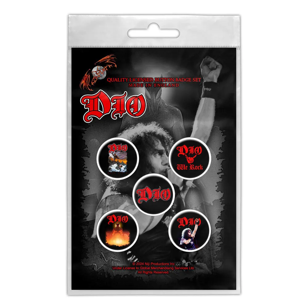 Dio We Rock 5 x Pin Button Badge Pack sold by Paradiso Clothing