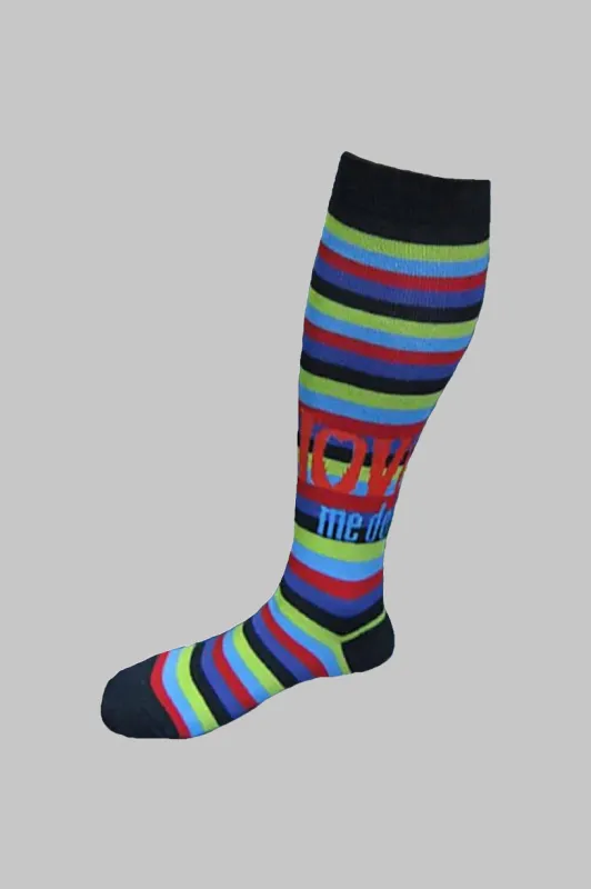 The Beatles Love Me Do Stripes Womens Knee High Socks sold by Paradiso Clothing
