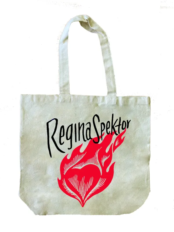 Regina Spektor Heart On Fire Tote Bag sold by Paradiso Clothing