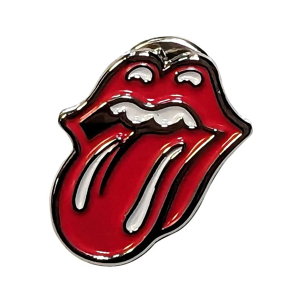 The Rolling Stones Classic Tongue Silver Outline Pin Badge sold by Paradiso Clothing
