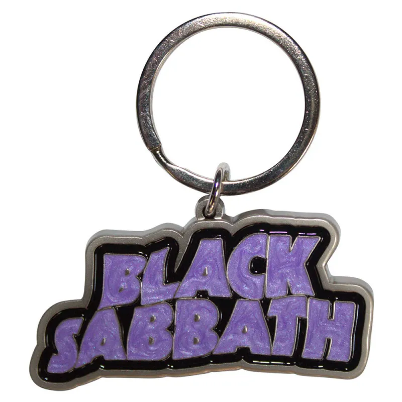 Black Sabbath Wavy Logo Bordered Keyring Keychain sold by Paradiso Clothing