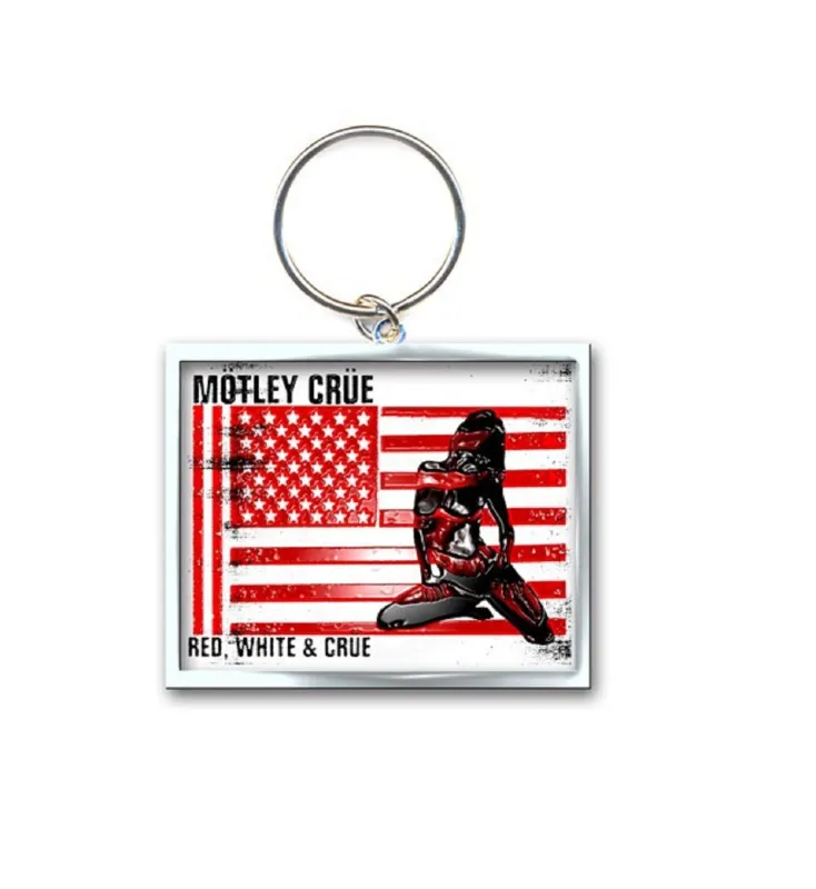 Motley Crue Keyring Red White And Crue Keychain sold by Paradiso Clothing