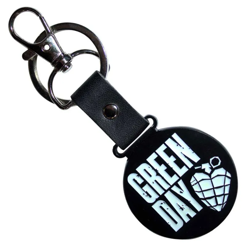 Green Day Stacked Logo And Grenade Circle Keychain sold by Paradiso Clothing