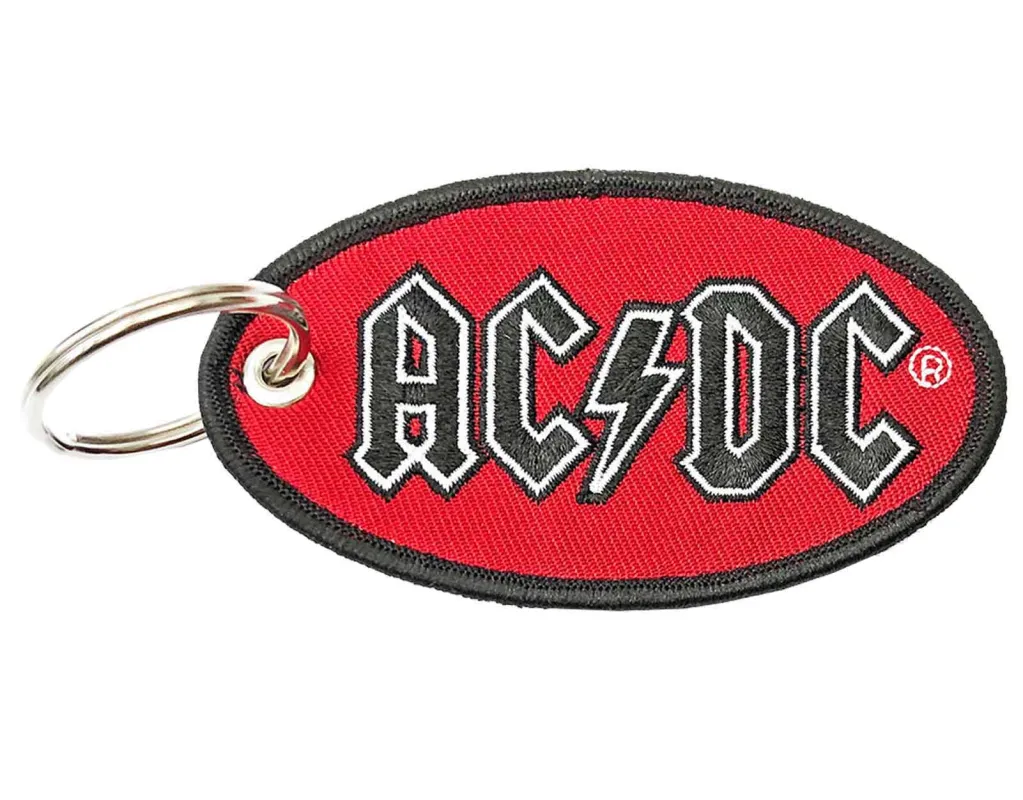 AC/DC Keyring Oval Classic Band Logo Patch Keychain sold by Paradiso Clothing