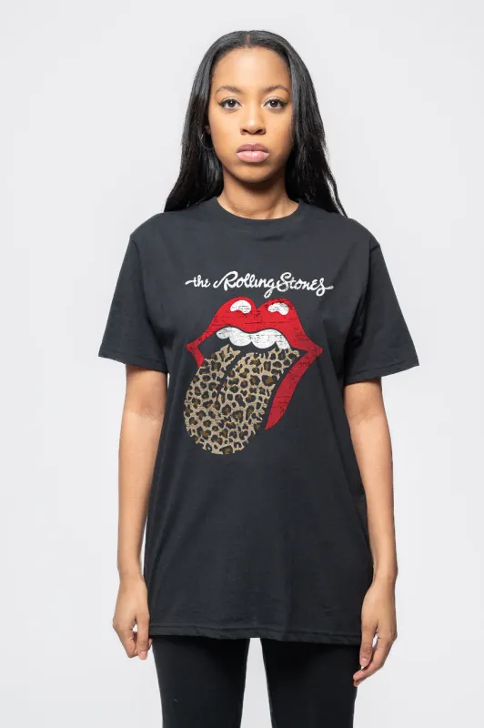 The Rolling Stones Leopard Print Tongue T Shirt sold by Paradiso Clothing