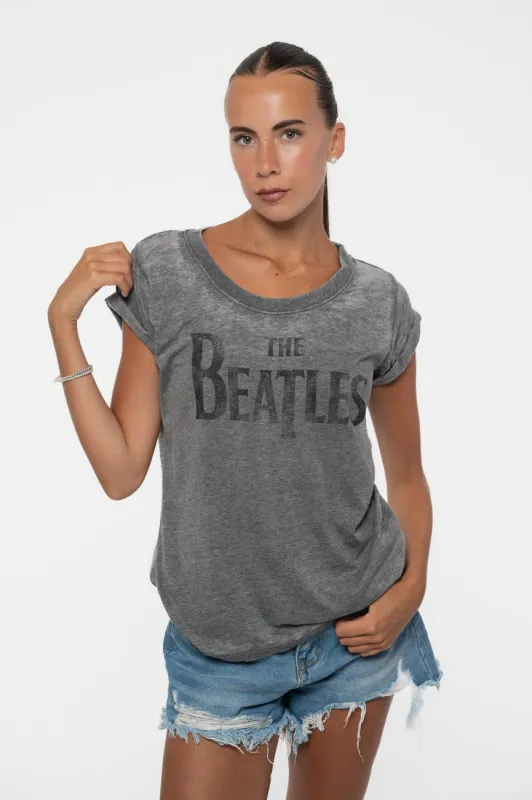 The Beatles Drop T Logo Burnout T Shirt sold by Paradiso Clothing