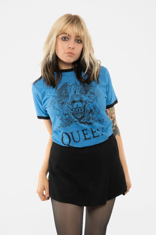 Queen Classic Crest Ringer T Shirt sold by Paradiso Clothing