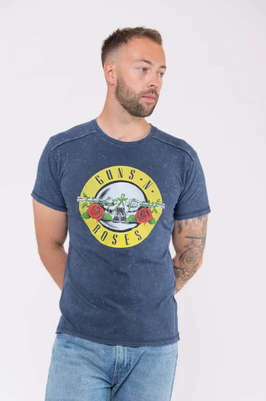 Guns N Roses Classic Band Logo Snow Wash T Shirt sold by Paradiso Clothing