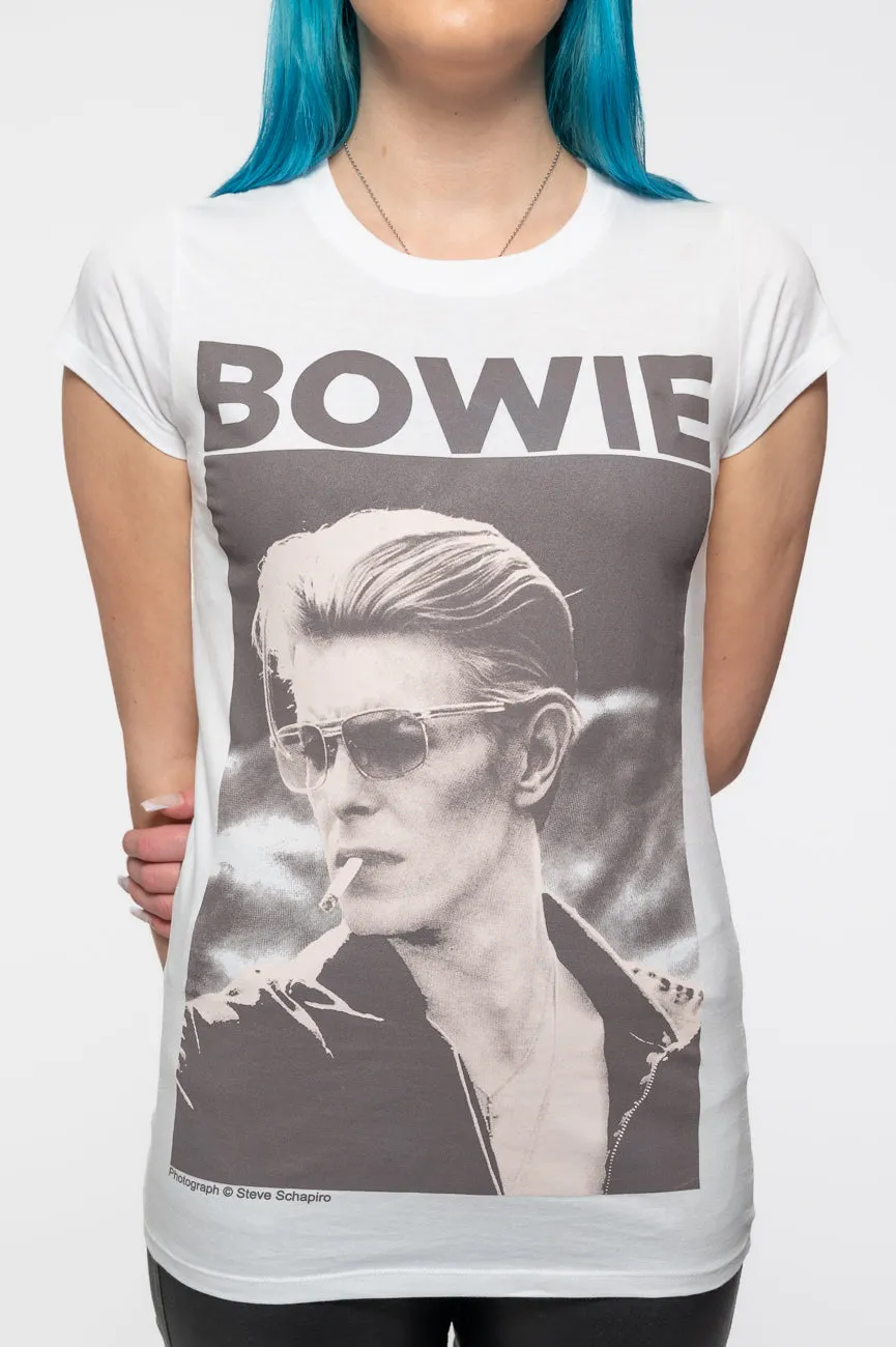 David Bowie Smoking portrait Skinny Fit T Shirt sold by Paradiso Clothing product image thumbnail 3