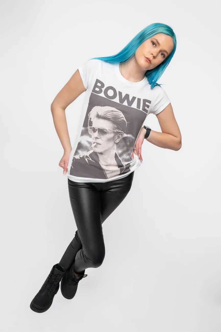David Bowie Smoking portrait Skinny Fit T Shirt sold by Paradiso Clothing product image thumbnail 5