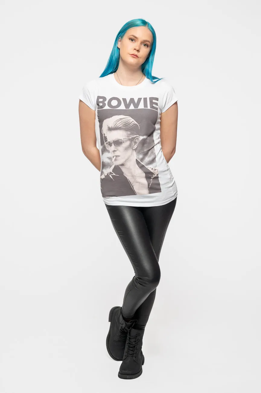 David Bowie Smoking portrait Skinny Fit T Shirt sold by Paradiso Clothing product image thumbnail 2