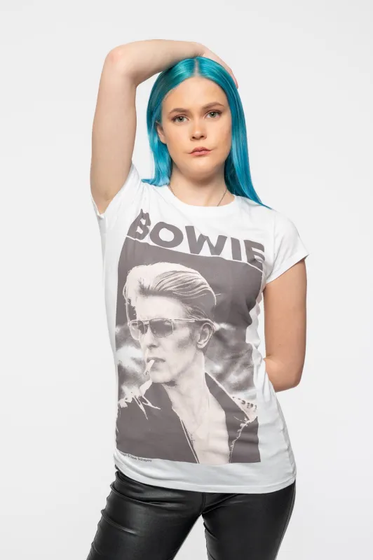 David Bowie Smoking portrait Skinny Fit T Shirt made by Paradiso Clothing