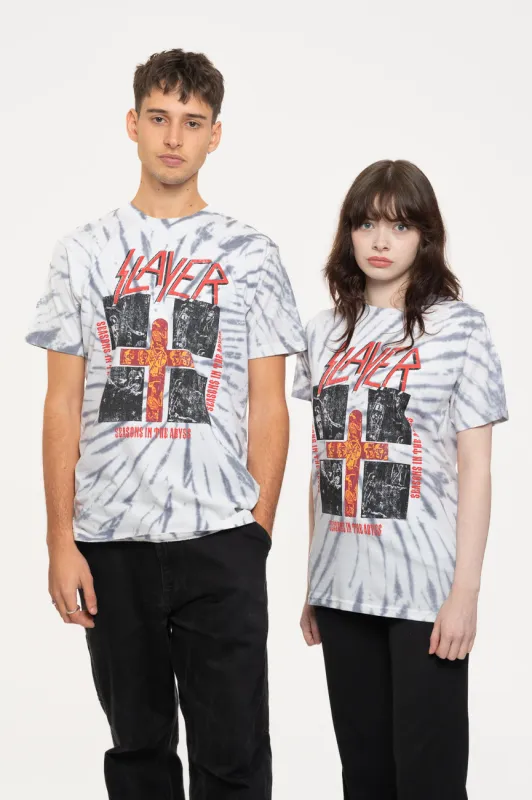 Slayer Quad Seasons Band Logo Dye Wash T Shirt sold by Paradiso Clothing