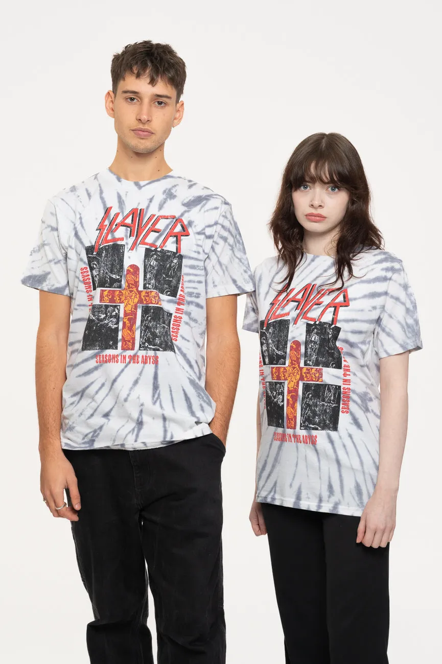 Slayer Quad Seasons Band Logo Dye Wash T Shirt sold by Paradiso Clothing