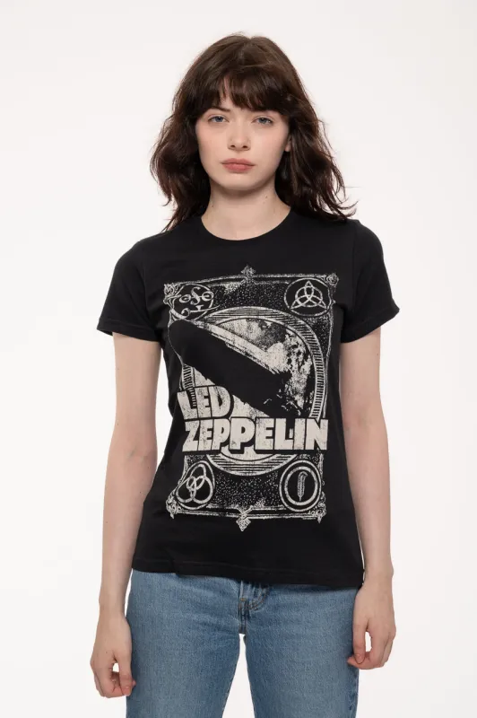 Led Zeppelin Vintage Print LZ1 Skinny Fit T Shirt sold by Paradiso Clothing
