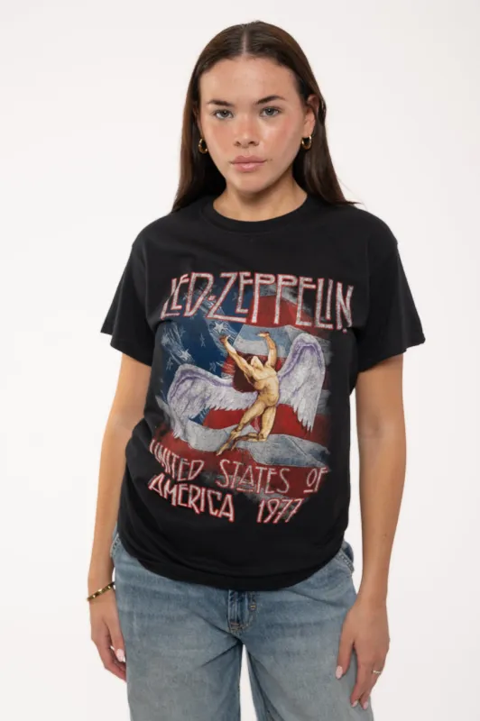 Led Zeppelin Stars N Stripes USA 77 T Shirt sold by Paradiso Clothing