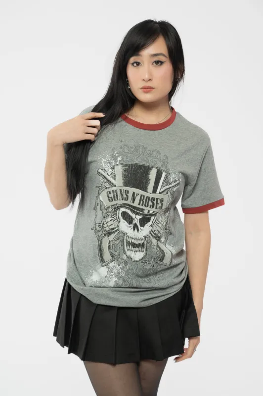 Guns N' Roses Faded Skull Ringer T Shirt sold by Paradiso Clothing
