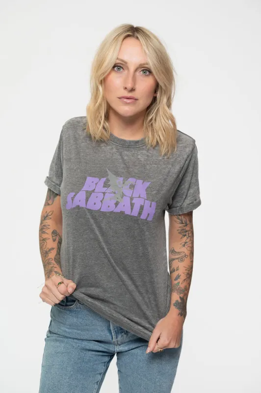 Black Sabbath Logo and Daemon Burnout T Shirt made by Paradiso Clothing