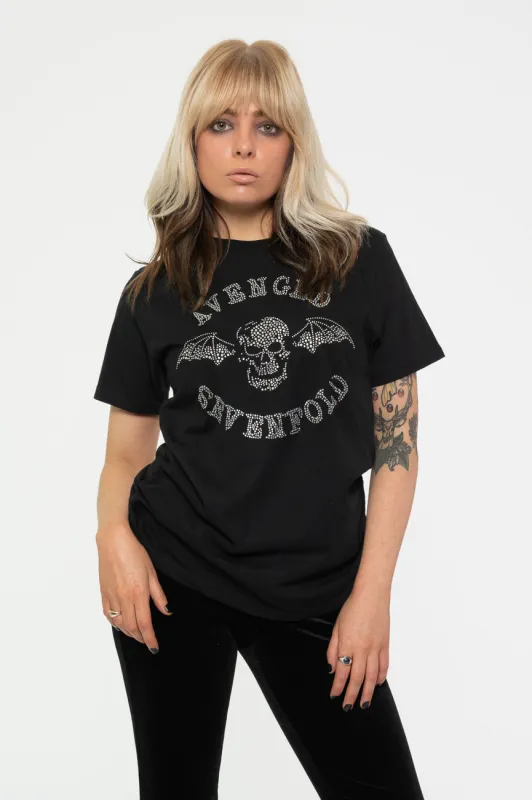 Avenged Sevenfold Diamante Deathbat Skinny Fit T Shirt sold by Paradiso Clothing