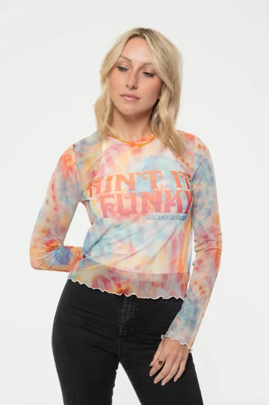 James Brown Funky Long Sleeve Mesh Crop Top made by Paradiso Clothing