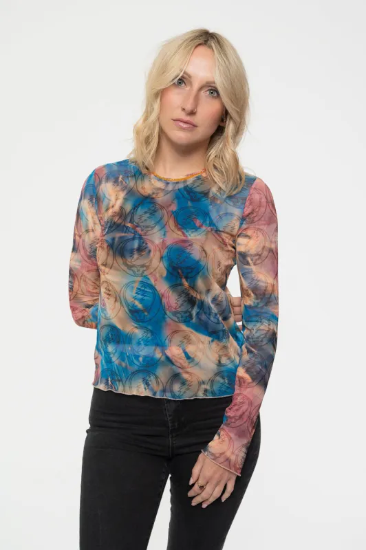 Grateful Dead Stealy Long Sleeve Mesh Crop Top made by Grateful Dead