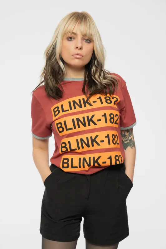 Blink-182 Logo Repeat Ringer T Shirt sold by Paradiso Clothing