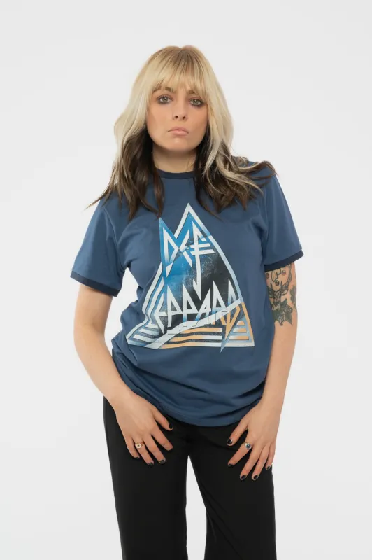 Def Leppard Triangle Logo Ringer T Shirt made by Def Leppard