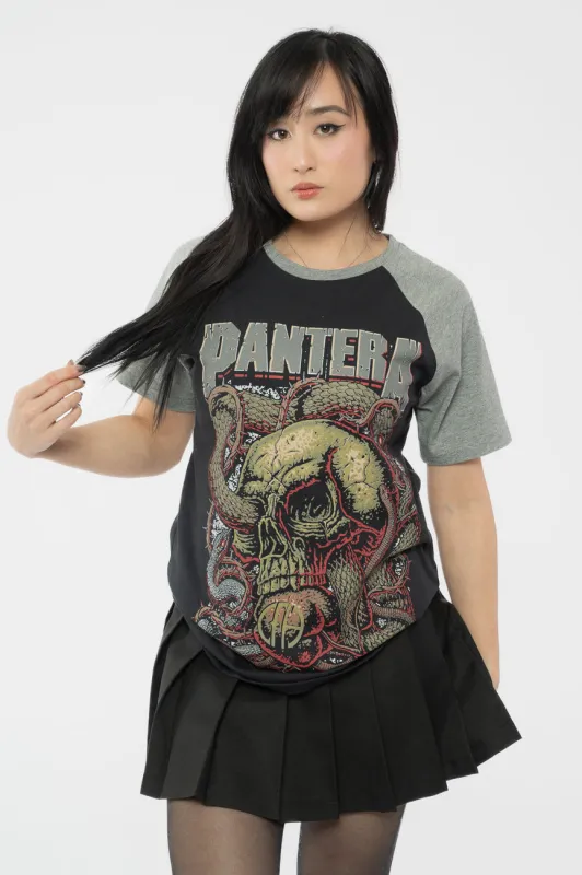 Pantera Serpent Skull Raglan T Shirt sold by Paradiso Clothing