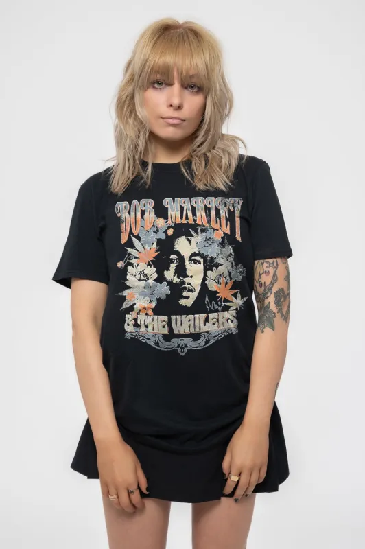 Bob Marley Flower Portrait Boyfriend Fit T Shirt sold by Paradiso Clothing
