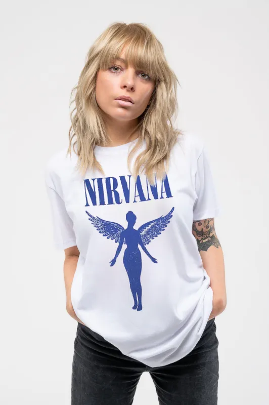 Nirvana Angelic Blue Mono Skinny Fit T Shirt sold by Paradiso Clothing