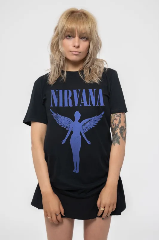 Nirvana Angelic Blue Mono Skinny Fit T Shirt sold by Paradiso Clothing