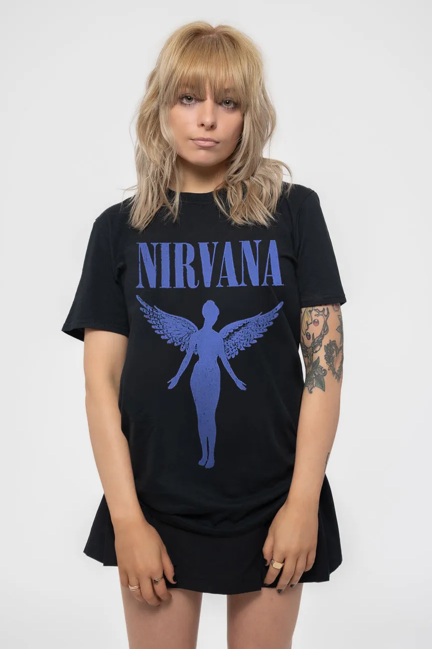 Nirvana Angelic Blue Mono Skinny Fit T Shirt sold by Paradiso Clothing