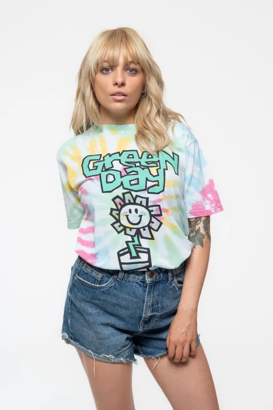 Green Day Flower Pot Dye Wash T Shirt sold by Paradiso Clothing