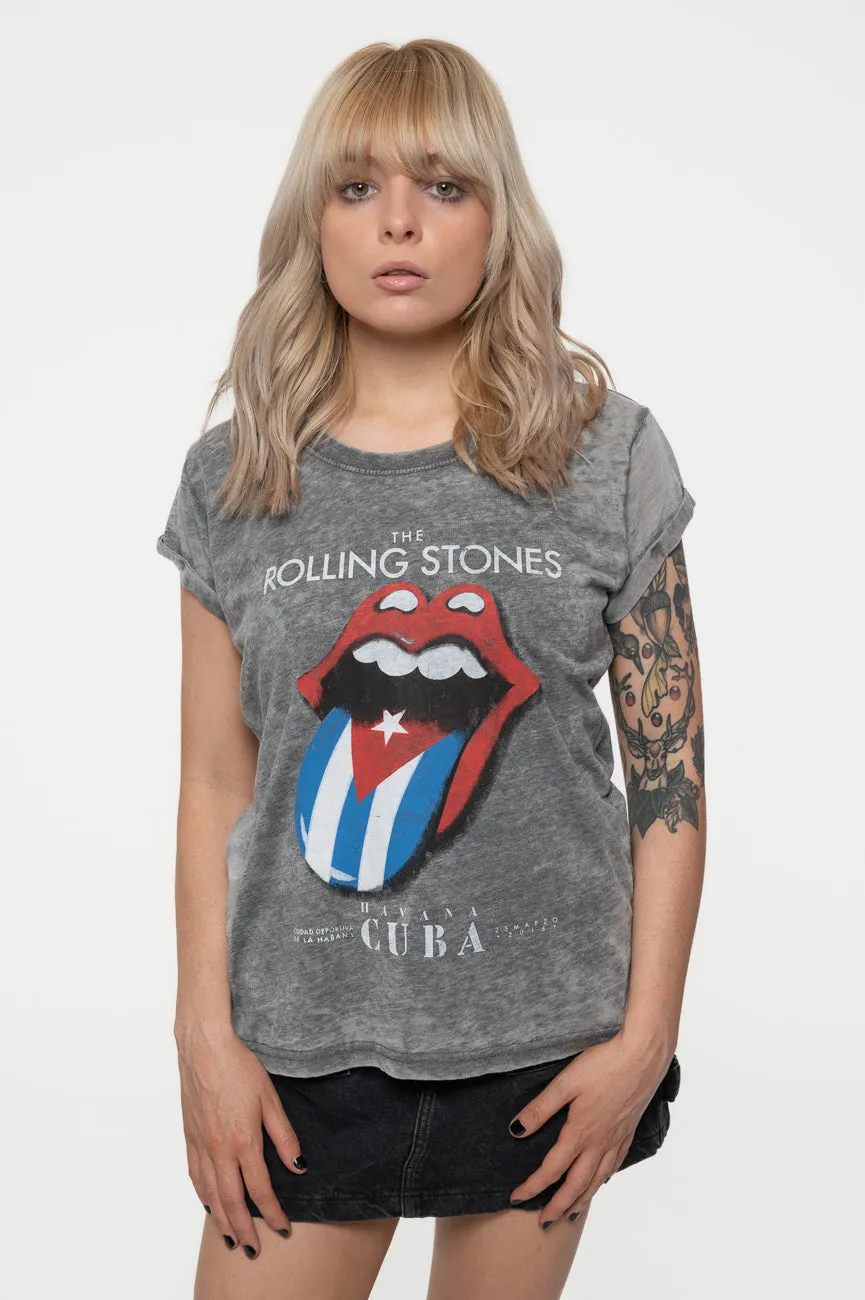 The Rolling Stones Havana Cuba Burnout T Shirt sold by Paradiso Clothing